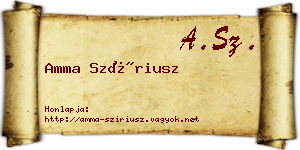Amma Szíriusz névjegykártya